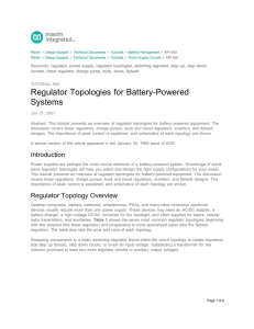 Regulator Topologies for Battery-Powered Systems - Tutorial