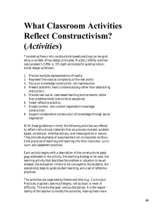 What Classroom Activities Reflect Constructivism