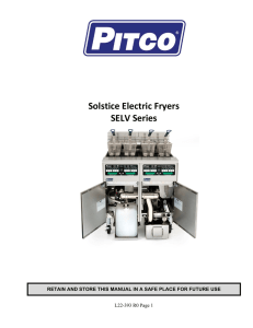 Solstice Electric Fryers SELV Series Service M anual