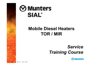 Service Training Course Mobile Diesel Heaters TOR / MIR