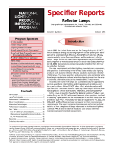 Specifier Reports: Reflector Lamps (October 1994)