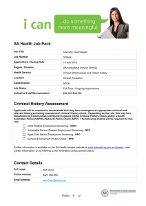 SA Health Job Pack Criminal History Assessment Contact Details