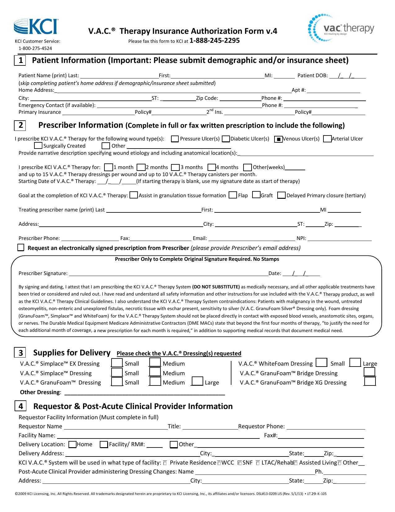 V A C Therapy Insurance Authorization Form