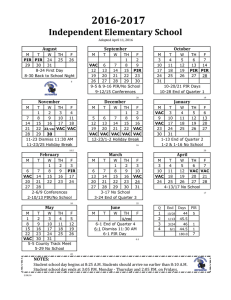 2016-2017 Independent Calendar