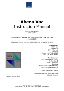 Abena Vac Instruction Manual