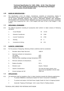 Technical Specification for 12KV, 400A, 16 KA Floor