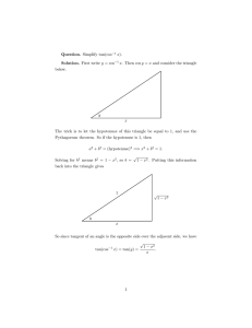 Question. Simplify tan(cos Solution. First write y = cos −1 x. Then cos