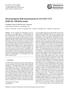 Electromagnetic field measurements in ULF-ELF