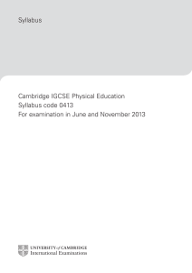 Syllabus Cambridge IGCSE Physical Education