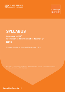 Document to iGCSE ICT syllabus for 2015