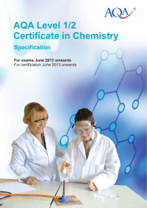 AQA Certificate Chemistry Specification Specification June 2013