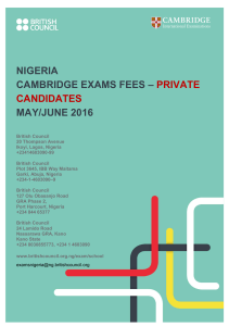 nigeria cambridge exams fees – private candidates may/june 2016