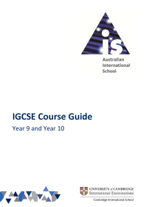 IGCSE Course Guide - Australian International School