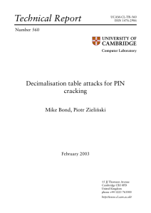 Decimalisation table attacks for PIN cracking