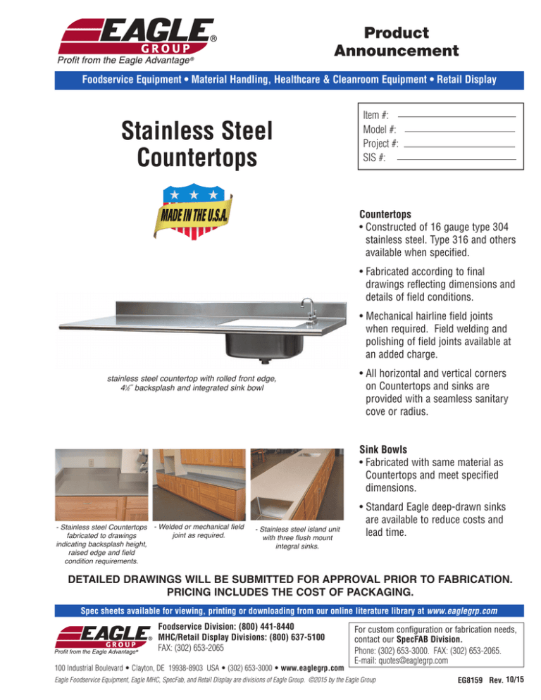 Stainless Steel Countertops, Stainless Steel Countertop Edge Details