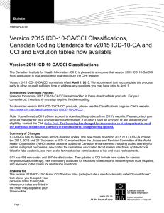 Version 2015 ICD-10-CA/CCI Classifications, Canadian