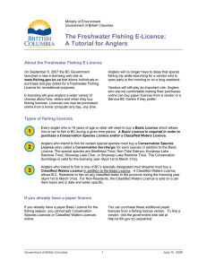The Freshwater Fishing E-Licence: A Tutorial for Anglers