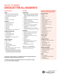 WHAT TO BRING CHECKLIST FOR ALL RESIDENTS