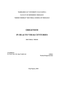 ORIGENISM IN III-rd TO VIII