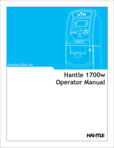 Operator Manual Hantle 1700w - Cornerstone Processing Solutions