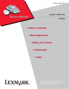Lexmark X548 Series 7525-63x Service Manual