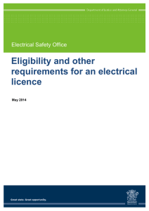 Eligibility and other requirements for an electrical licence