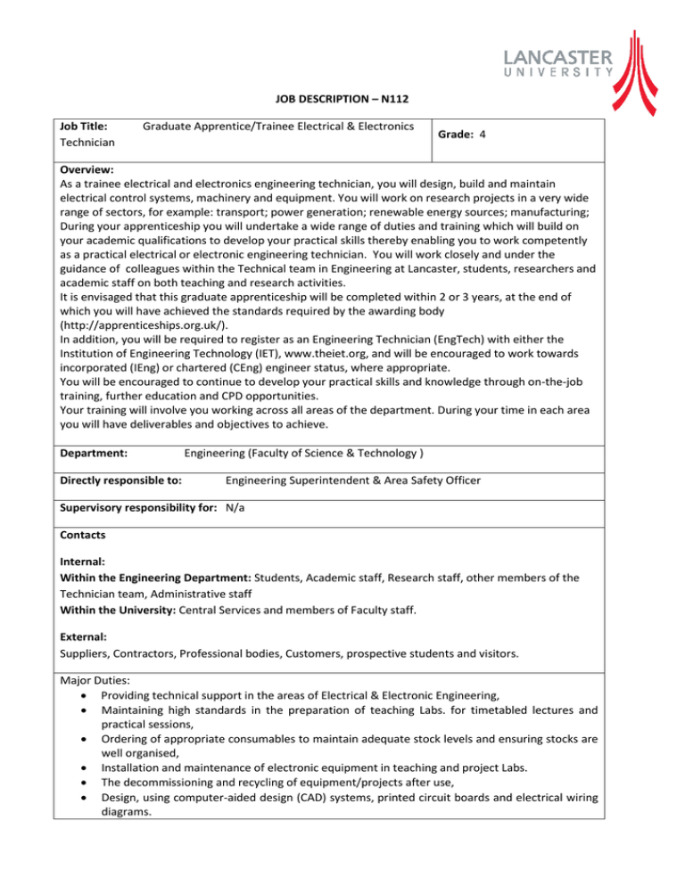 Graduate Apprentice Job Description