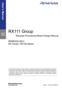 Renesas Promotional Board for RX111 Design Manual