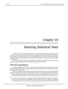 Chapter 19 Selecting Statistical Tests