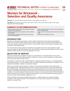 Mortars for Brickwork - Selection and Quality Assurance