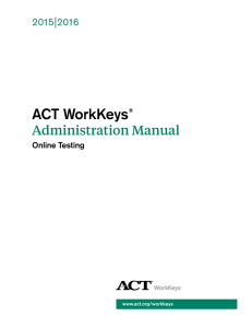 ACT WorkKeys Administration Manual Online Testing