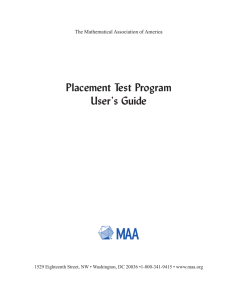 Placement Test Program User`s Guide