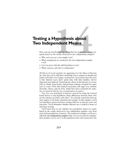 Testing a Hypothesis about Two Independent Means