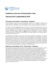 The Use of Psychometric Tests - New Zealand Psychologists Board