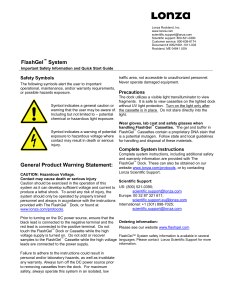 General Product Warning Statement: FlashGel System