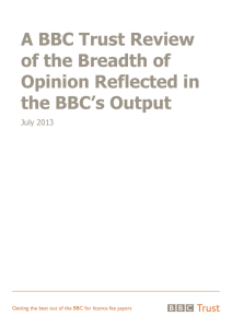 Trust review of the breadth of opinion reflected in the BBC`s output