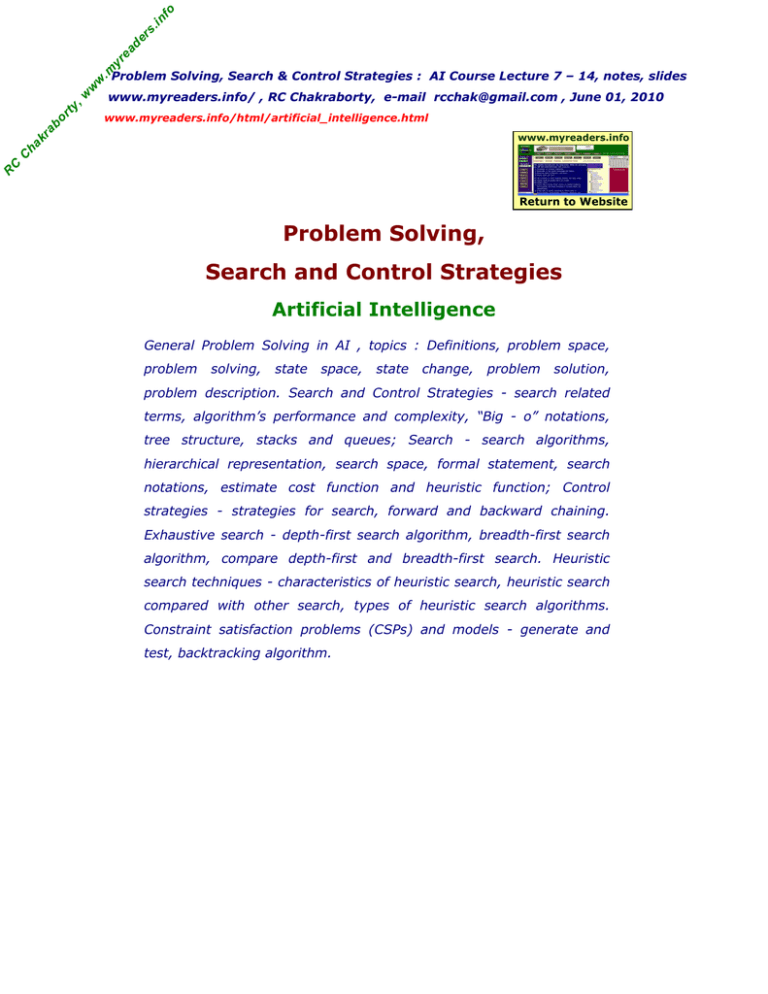 search and control strategies general problem solving