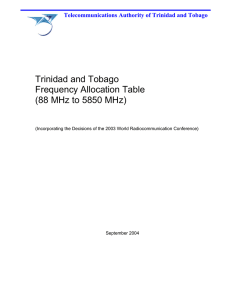 Trinidad and Tobago Frequency Allocation Table (88 MHz to 5850