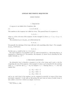 Sequences - Berkeley Math Circle - University of California, Berkeley