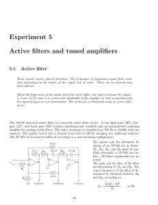 Experiment 5 Active filters and tuned amplifiers