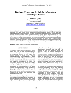 Database Tuning and Its Role In Information Technology Education