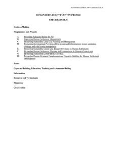 HUMAN SETTLEMENT COUNTRY PROFILE CZECH REPUBLIC
