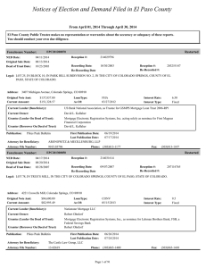 Notices of Election and Demand Filed in El Paso