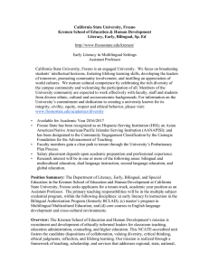 Early Literacy in Multilingual Settings position at CSU Fresno