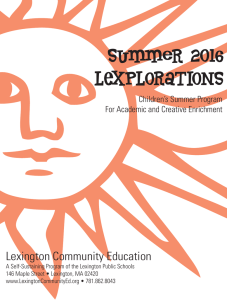 Summer 2016 LEXPLORATIONS - Lexington Community Education