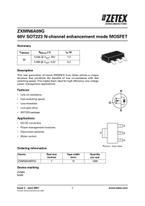 ZXMN6A09G, 60V SOT223 N-channel enhancement mode MOSFET