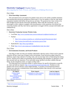 1 Electricity Unplugged (Teacher Notes)