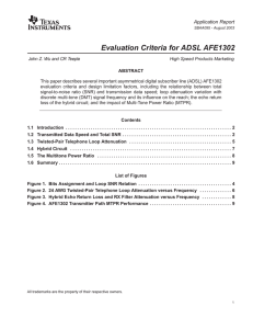 Evaluation Criteria for ADSL Analog Front End
