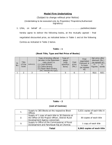 Model Firm Undertaking (Subject to change without prior Notice) Total