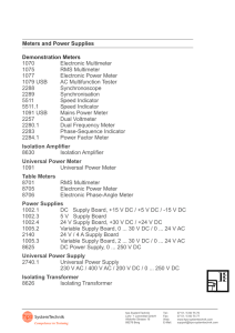 Meters and Power Supplies Demonstration Meters 1070 Electronic